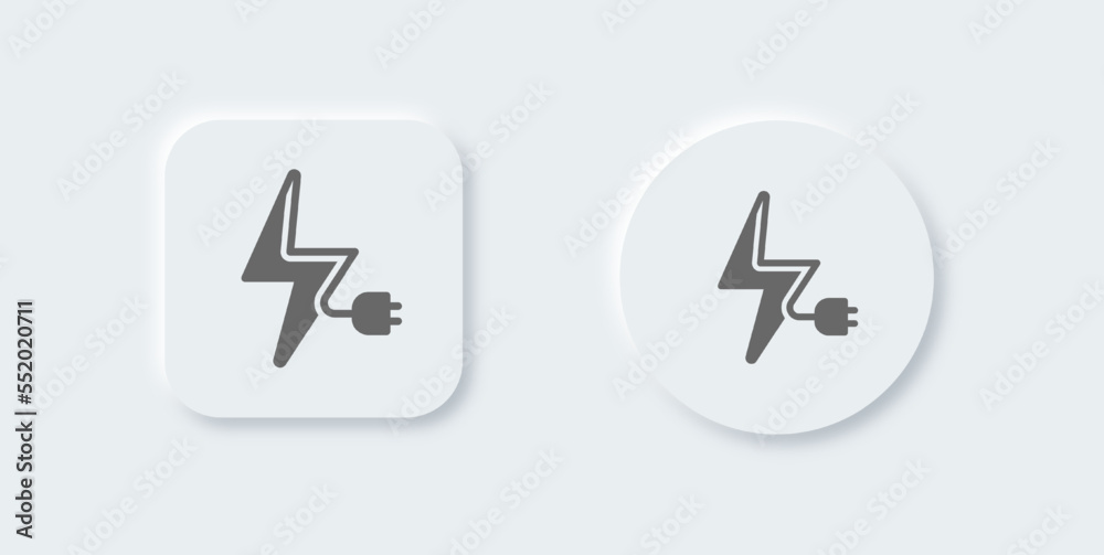 Charge solid icon in neomorphic design style. Recharge signs vector illustration. Charge solid icon in neomorphic design style. Recharge signs vector illustration.