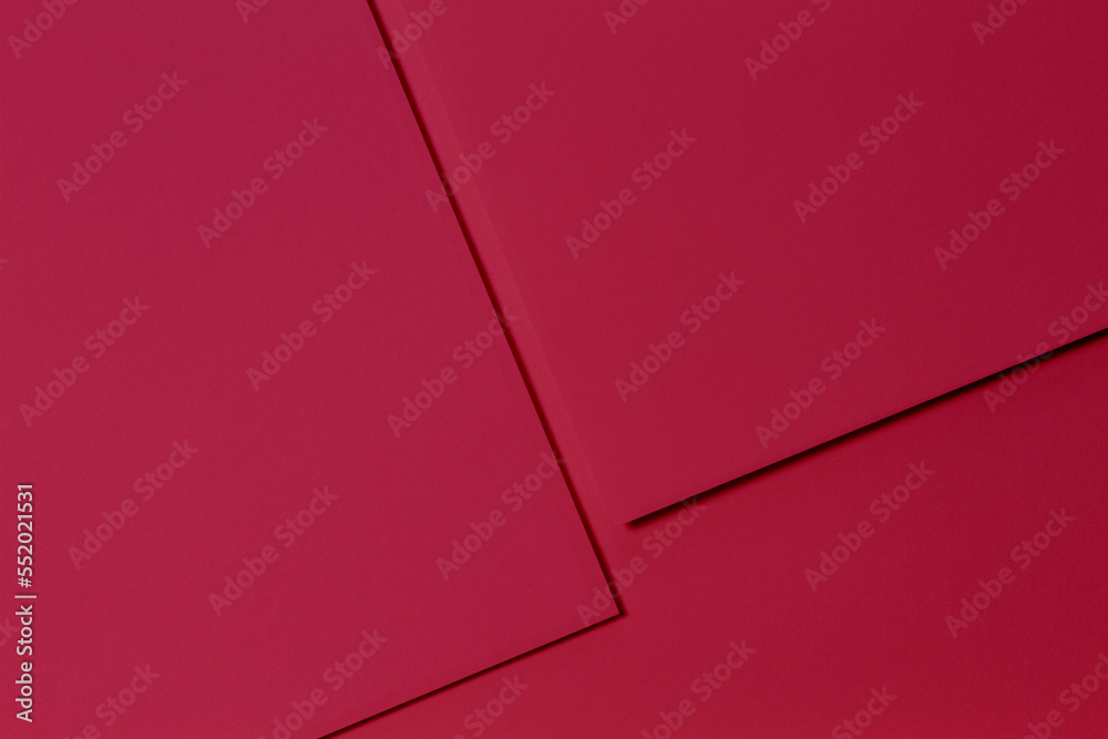 Abstract viva magenta color monochrome creative paper texture background. Minimal geometric shapes and lines wallpaper with copy space for text