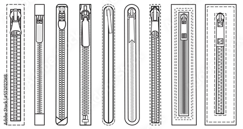 Different types of Zipper Fasteners Vector photo