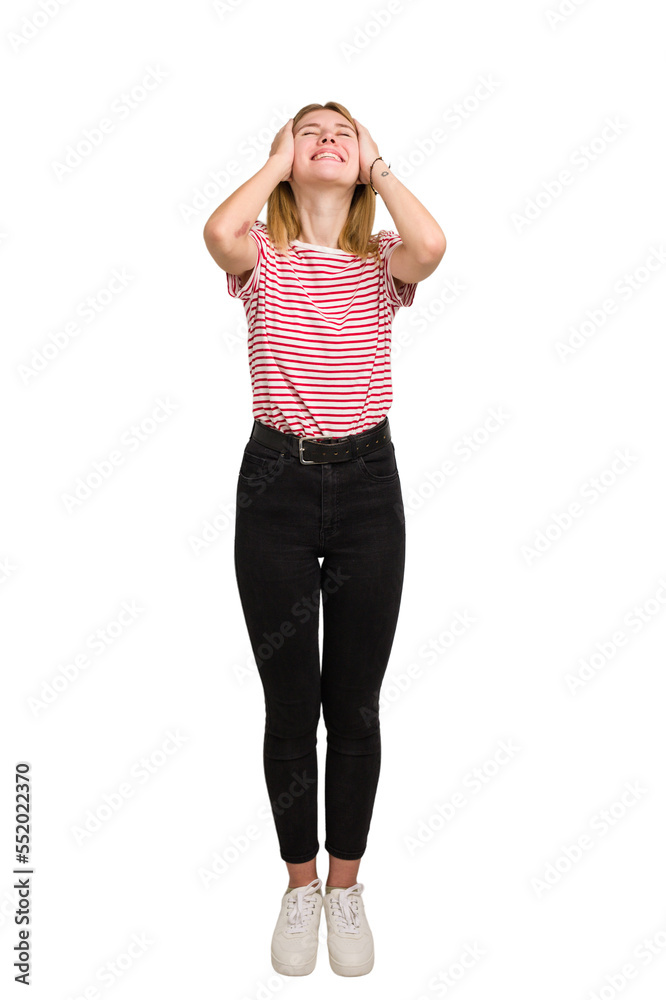 Fototapeta premium Young caucasian woman isolated on white background