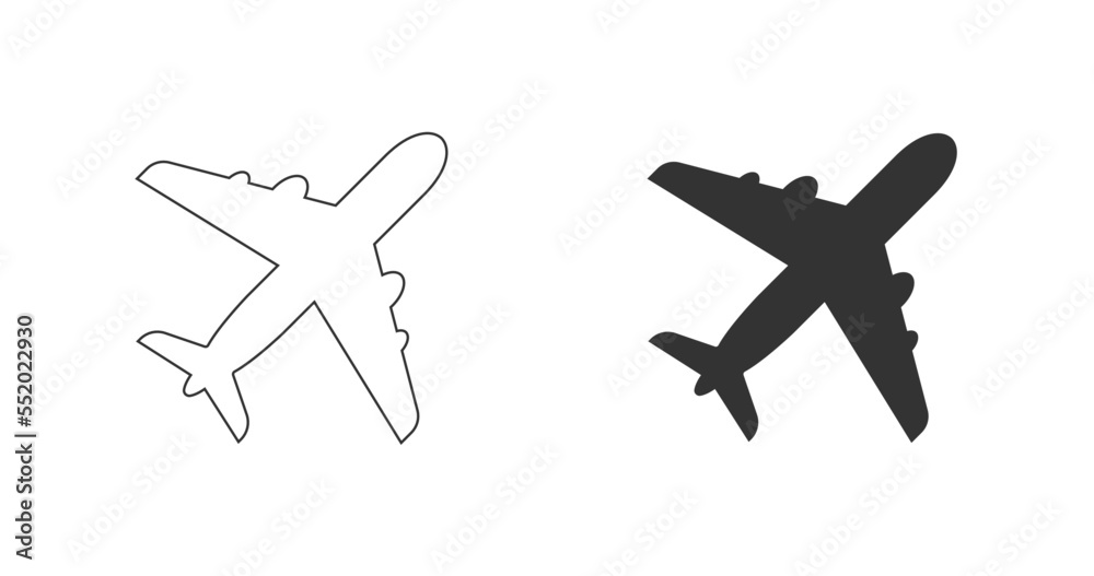 Airplane symbol. Plane flight icon. Transporting, travel. Vector stock illustration. Airplane symbol. Plane flight icon. Transporting, travel. Vector stock illustration.