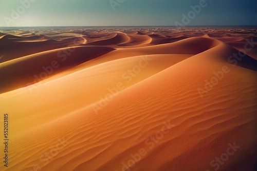 A desert stretching into the horizon with endless sand dunes.  © ECrafts