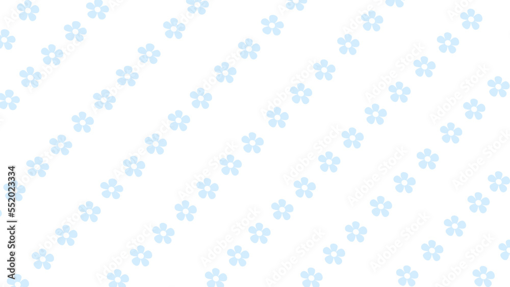 pattern with blue flowers on white background