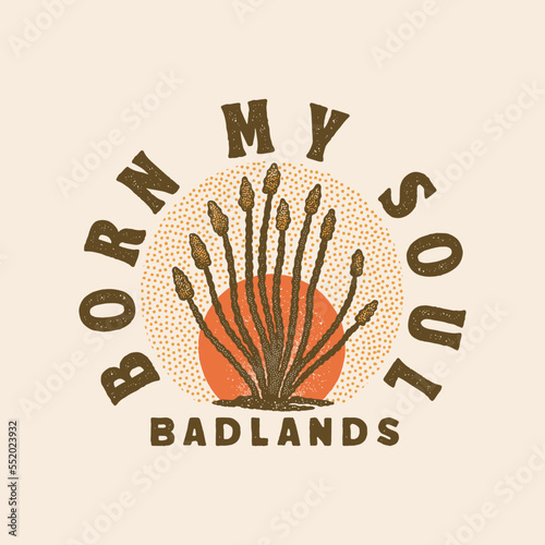badlands illustration desert badge wild west graphic logo vintage design