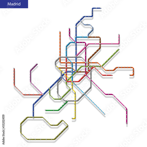 3d isometric Map of the Madrid metro subway