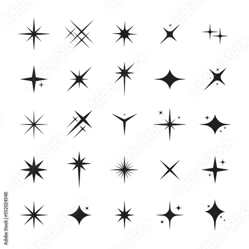 Flat sparkling stars vector collection