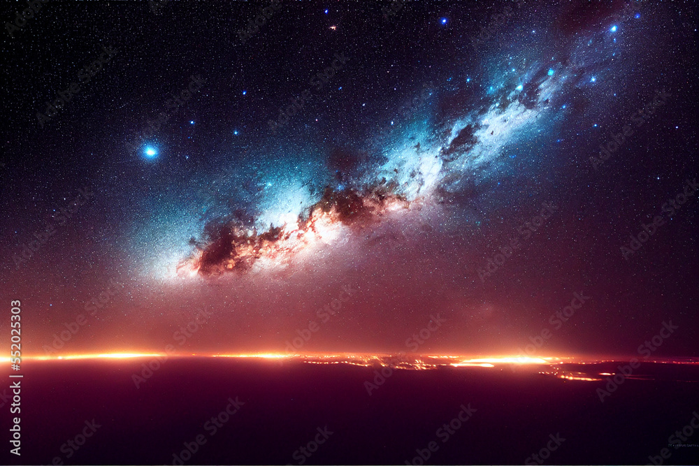 Galaxy starrynight fantasy background illustration. Digital artwork.