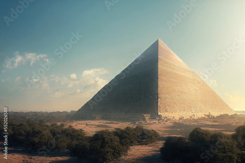 Egyptian pyramid in desert of Egypt as digital illustration (Generative AI)