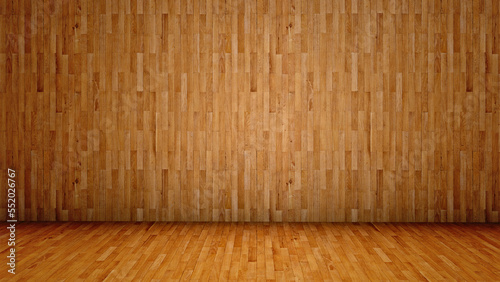 Conceptual vintage or grungy brown background of natural wood or wooden old texture floor and wall as a retro pattern layout. A 3d illustration metaphor to time, material, emptiness, age or rust