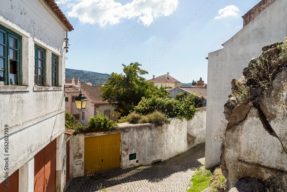 Whitewashed architecture of hilly Monchique, south of Portugal