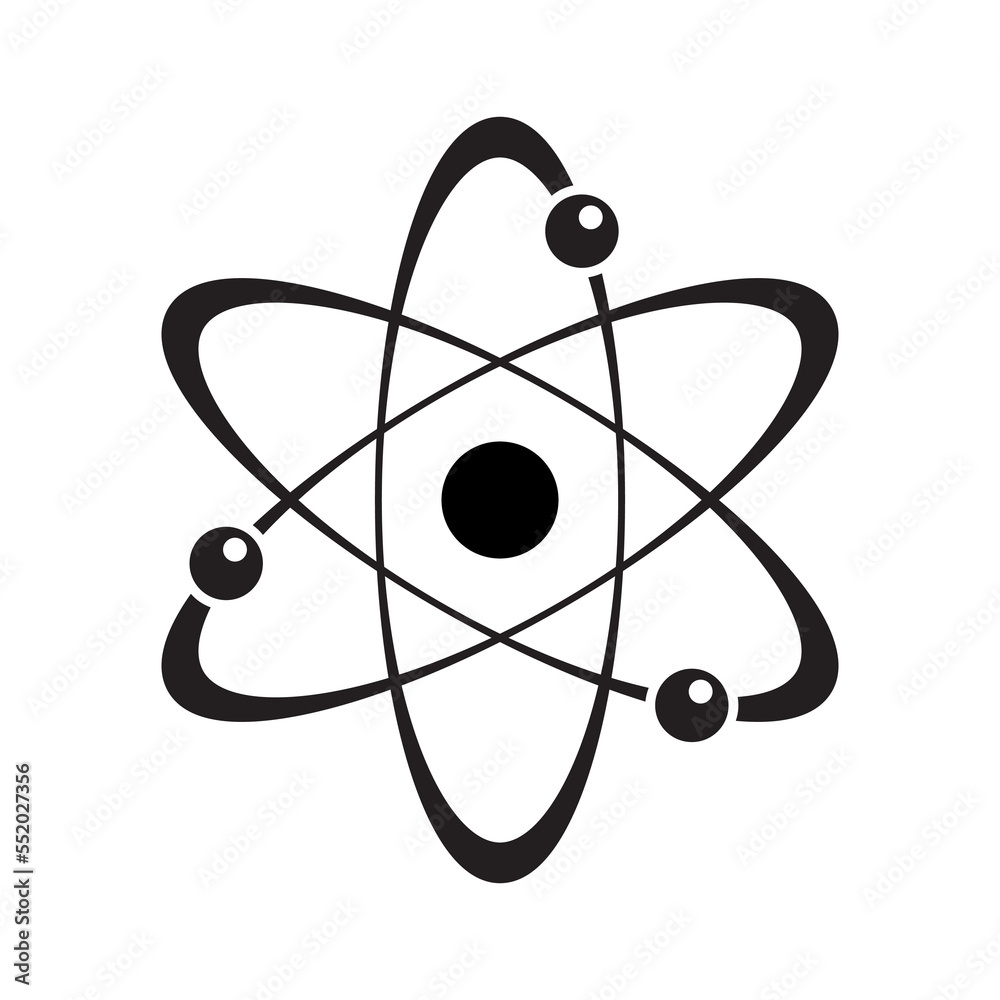 Science atom icon vector in modern style. Chemical laboratory sign symbol Science atom icon vector in modern style. Chemical laboratory sign symbol