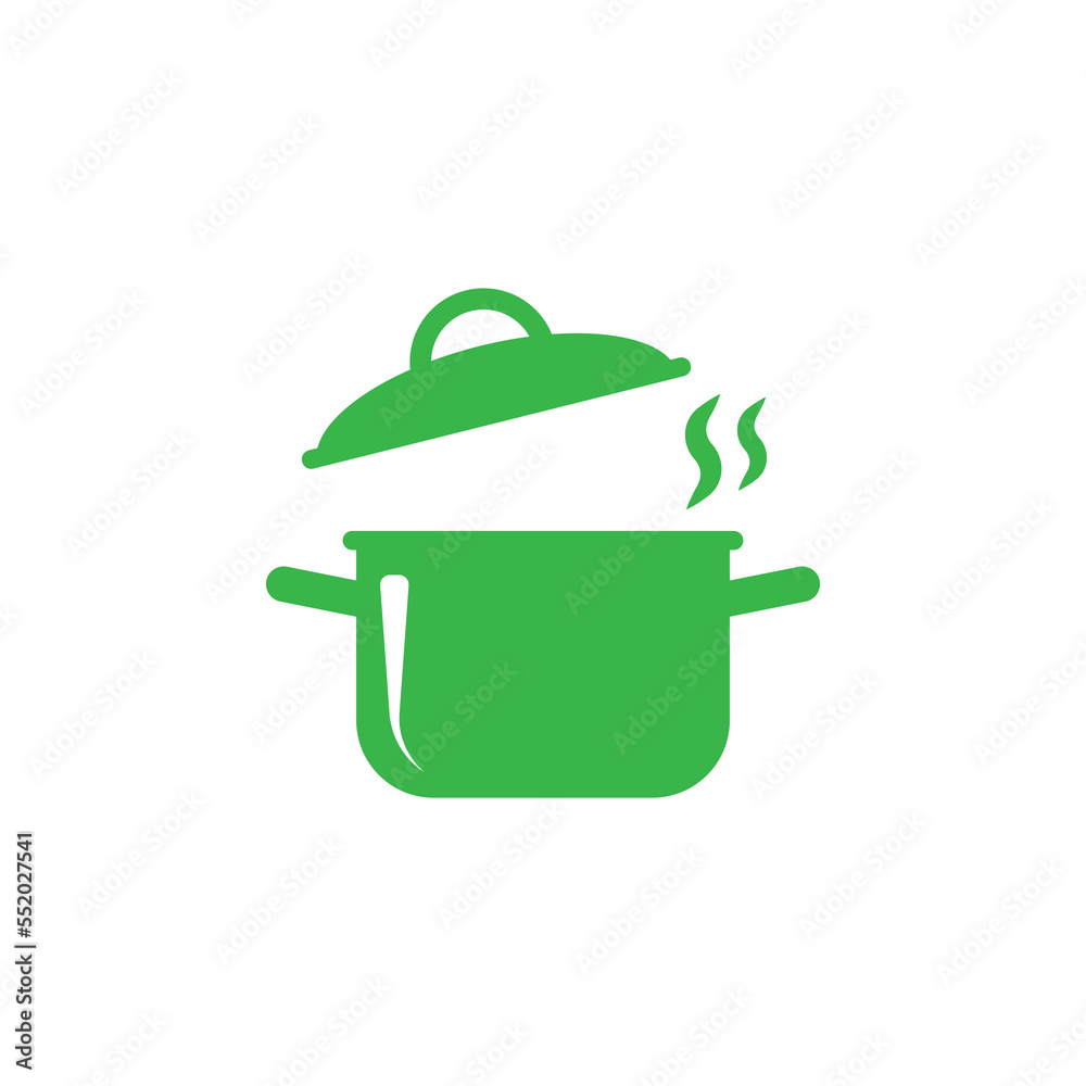 eps10 green vector cooking pot solid abstract art icon or logo isolated