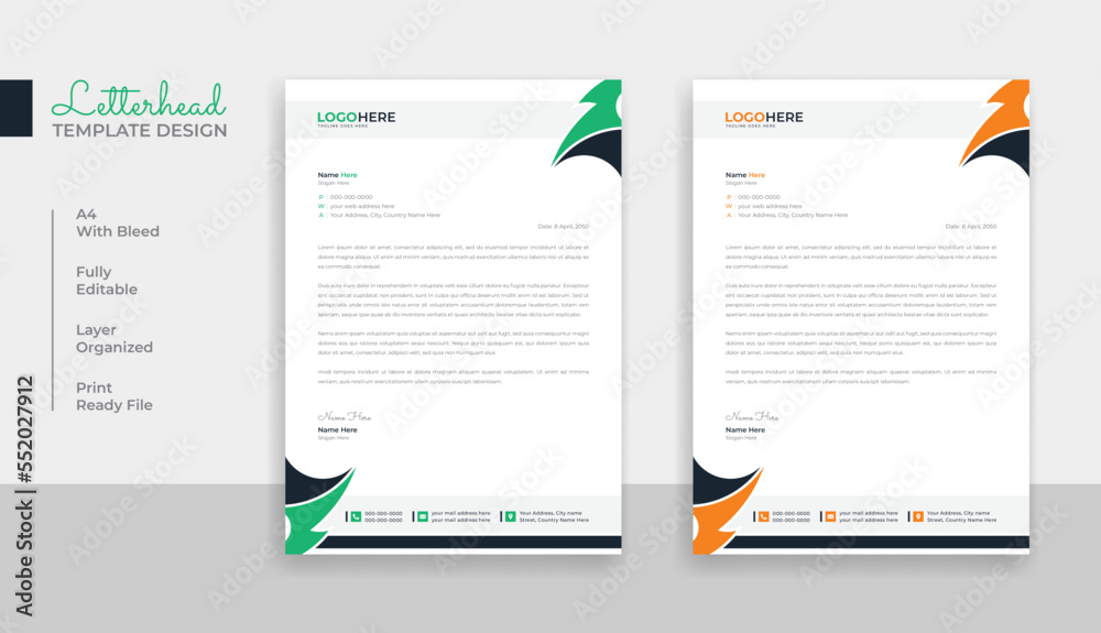 Abstract corporate simple letterhead  template design for your business