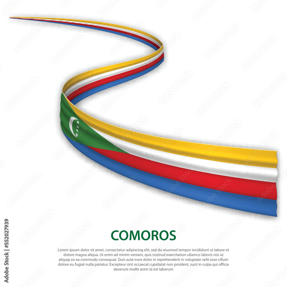 Waving ribbon or banner with flag of Comoros Waving ribbon or banner with flag of Comoros