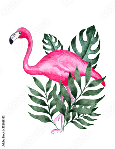 Beautiful Summer Flamingo Decorate the head with flowers crown.