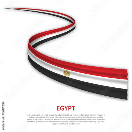 Waving ribbon or banner with flag of Egypt