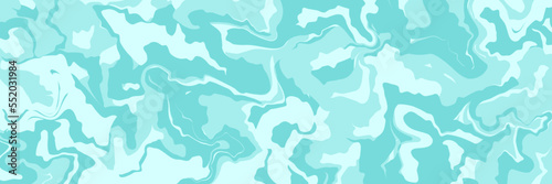 Abstract liquid background. Marble texture, natural stone, free spill of paint. Vector illustration. Long horizontal banner.