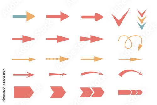 Arrow Line Minimalist Graphic Shape Element Label Icon Line Arrow Cursor Tag Mark Symbol Silhouette Clipart Set 