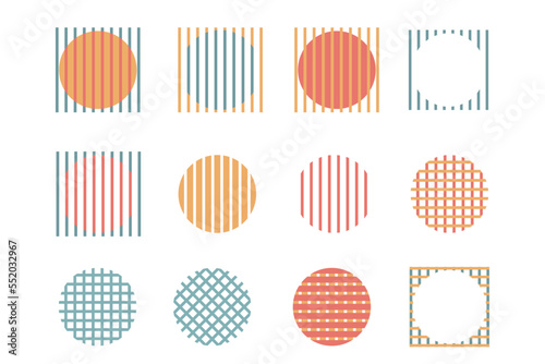 Abstract Grid Frame Symbol Minimalist Graphic Icon Clipart Set Creative Template Sample Design Decoration Element Line Shape Form Icon Collection