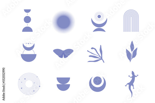 Graphic Icon Clipart Minimalist Boho Symbol Silhouette Set Template Graphic Zen Boho Icon Decoration Design Element Pattern