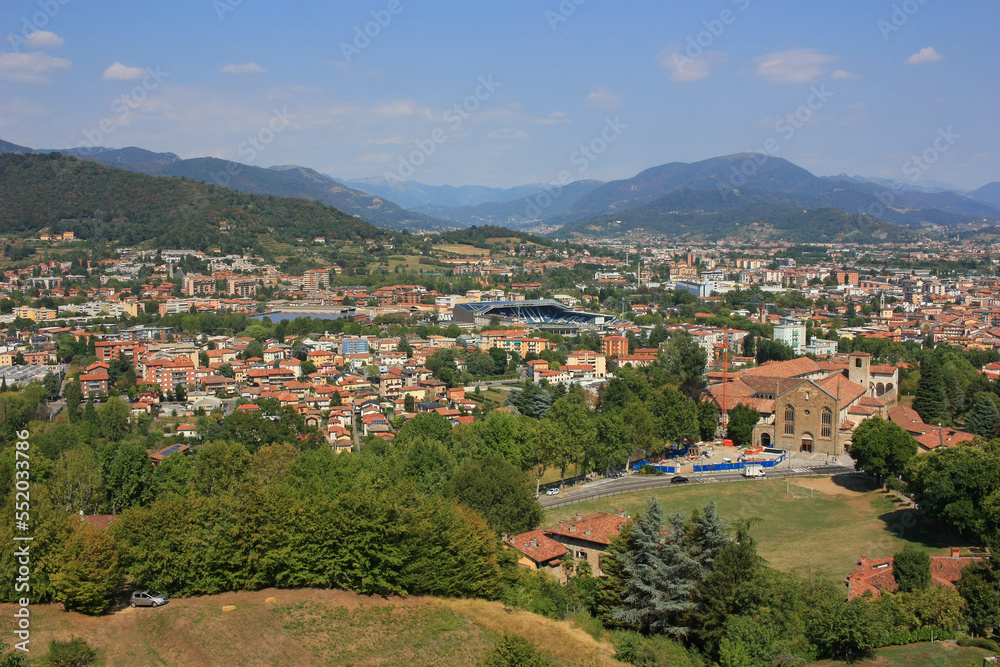 Panorama of the ancient Italian city of Bergamo