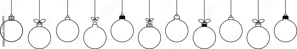 Christmas ball decoration. Christmas and New Year seamless banner or border.Hanging ball ornament.Black christmas ball. Christmas ball decoration. Christmas and New Year seamless banner or border.Hanging ball ornament.Black christmas ball.