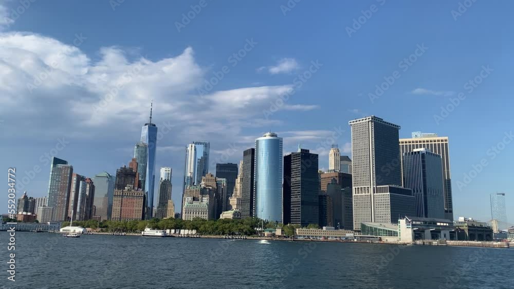 Panoramic views skyline of new york city manhattan historical emblematic buildings from the hudson river Panoramic views skyline of new york city manhattan historical emblematic buildings from the hudson river