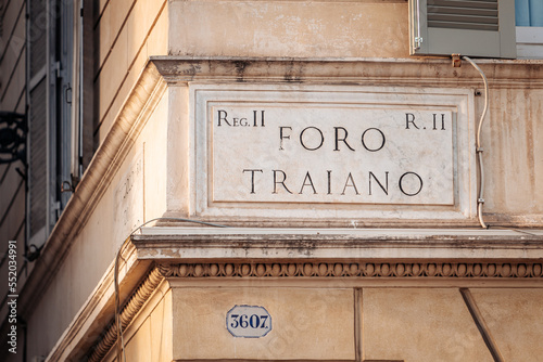 Rome, Italy- November 2022: The beautiful Colonna Trainana by the Fori Imperiali parc