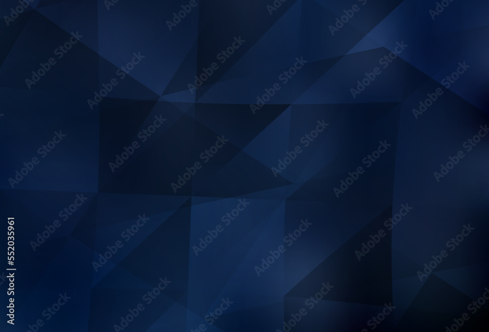 Dark BLUE vector shining triangular backdrop.