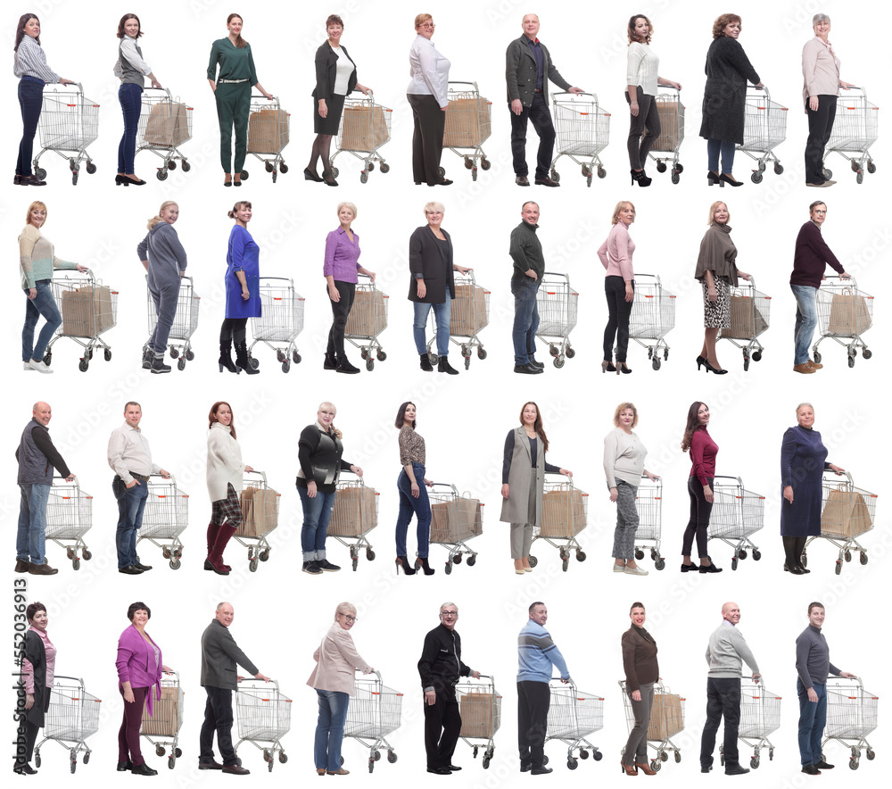 Obraz premium group of people with cart isolated on white