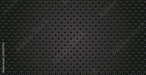 Black perforated metal background. Metal texture steel, carbon fiber background. Perforated sheet metal.