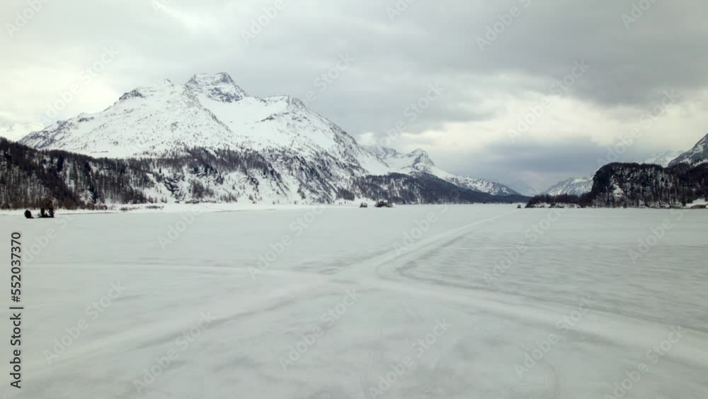 Frozen mountain lake in the Swiss alps. Frozen mountain lake in the Swiss alps.