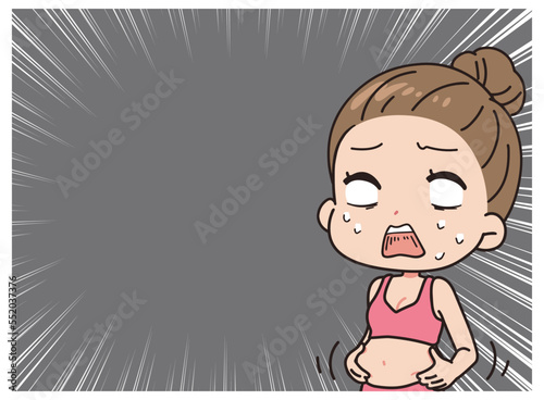 Illustration of a woman shocked by belly fat.