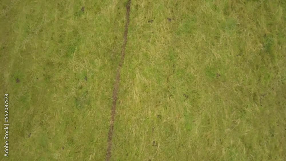 Hiking Tracks Through Green Meadows Of Mountains. Aerial Drone Shot Hiking Tracks Through Green Meadows Of Mountains. Aerial Drone Shot