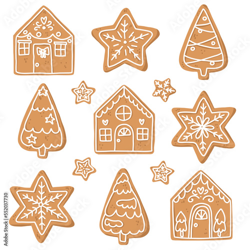 cute hand drawn gingerbread set