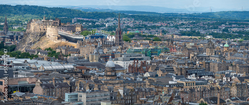 Panoramic view of Edinburgh city ,in the summer sun,from Arthur's Seat,Scotland,UK.