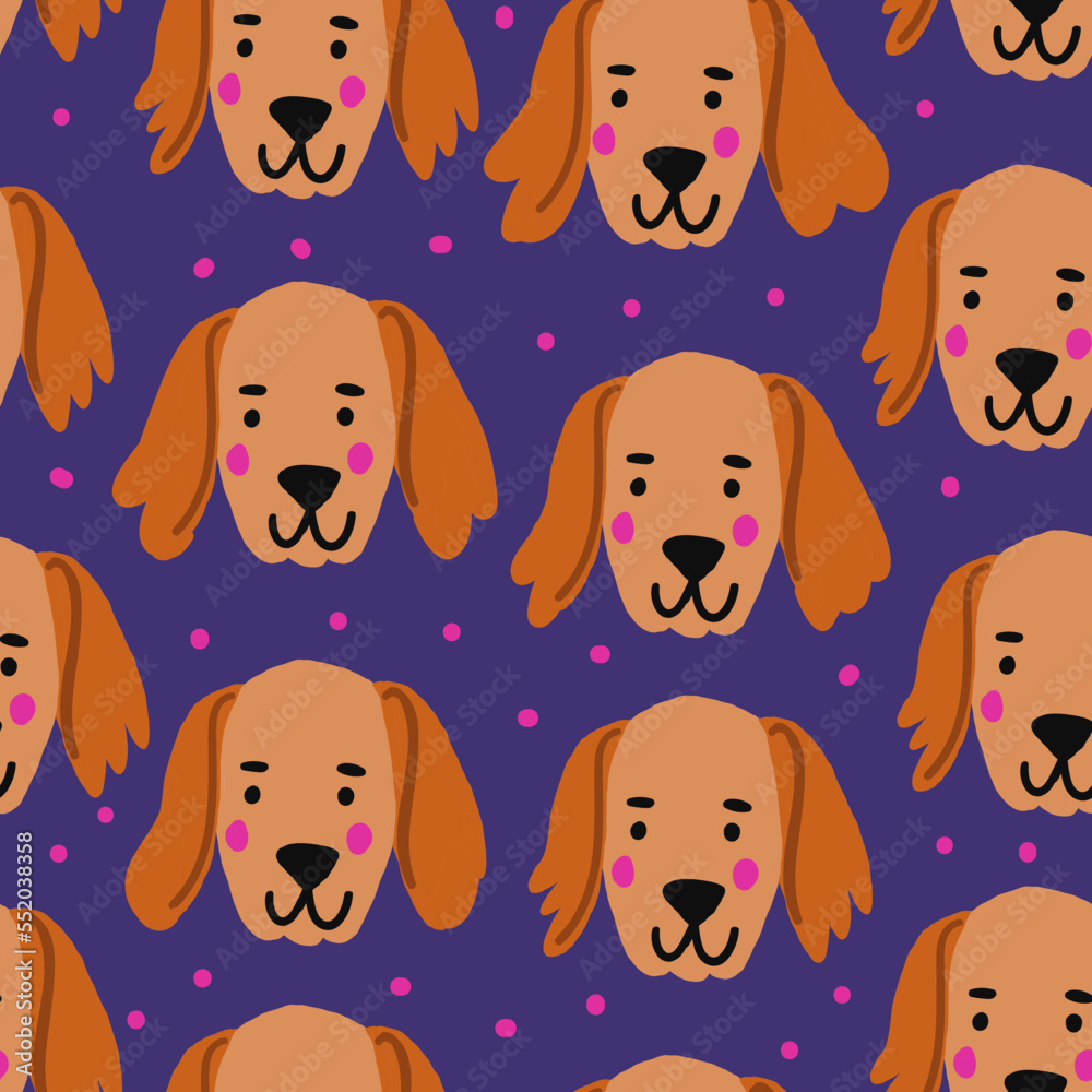 Vector seamless pattern with redfox labrador. Dog pattern. Vector illustration Vector seamless pattern with redfox labrador. Dog pattern. Vector illustration