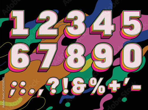 modern style 3d numbers and punctuation marks, background
