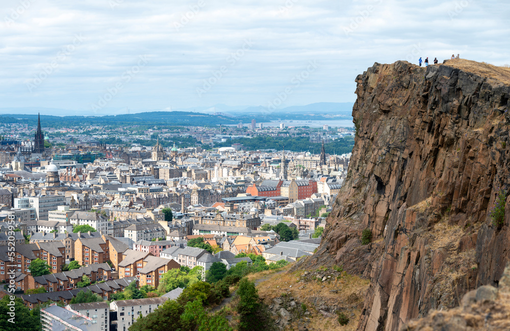 View of Edinburgh Castle and city ,in the summer sun, from Arthur's Seat,Scotland,UK.