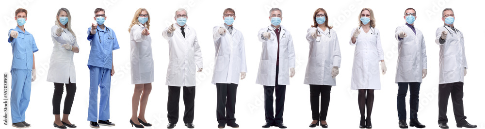 group of doctors in mask isolated on white group of doctors in mask isolated on white