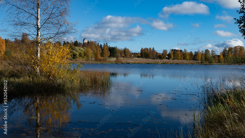 autumn landscape with lake