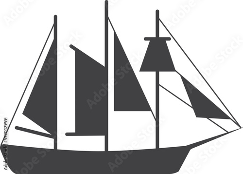 Fotografija Sailboat black icon. Marine travel ship symbol