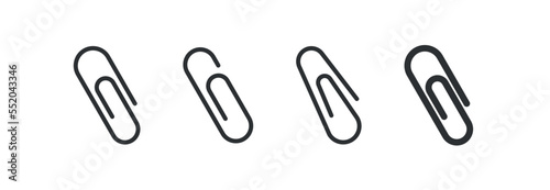 Paper clip icon set. Metal clip illustration symbol. Sign document staple vector flat. 