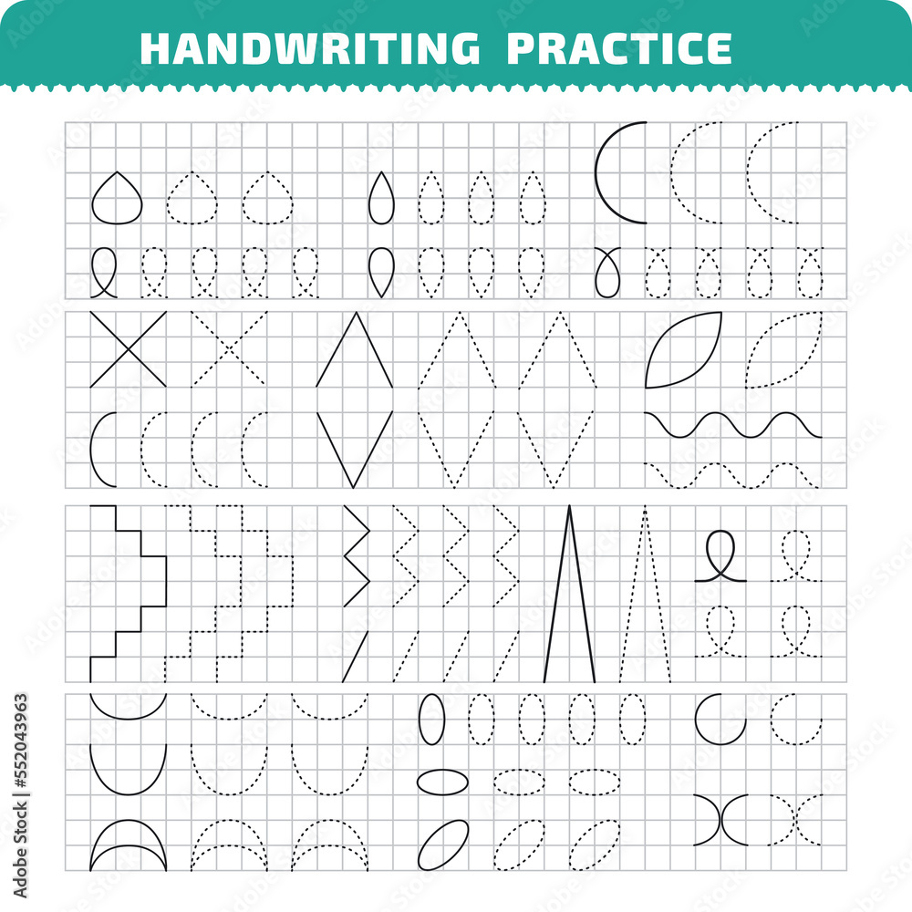 Educational List with tracing linear objects for childrens Educational List with tracing linear objects for childrens