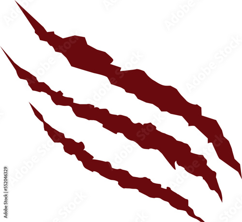 Claw marks. Red three scratches. Danger symbol