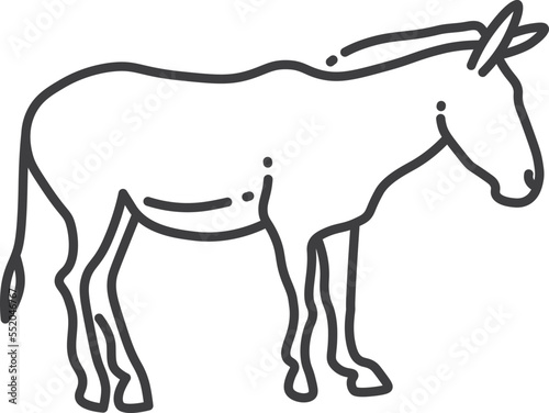 Donkey line icon. Cute farm animal silhouette