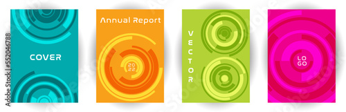 Annual report cover page layout vector collection with aim goal circle pattern concept.