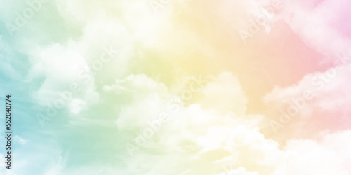 Watercolor beautiful white cloud on pastel sky background