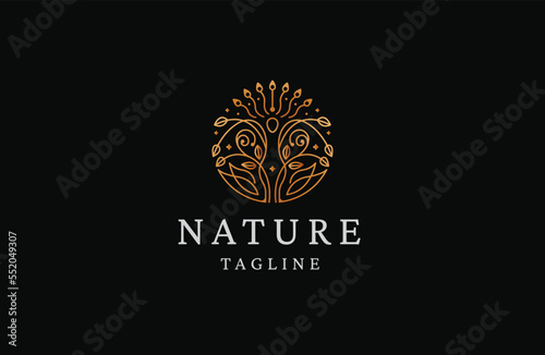 Natural beauty women tree leaf logo icon design template flat vector