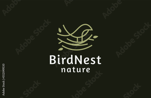 Bird nest logo icon design template flat vector